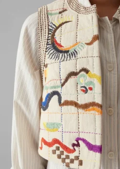 Abstract Hand Embroidered Gilet