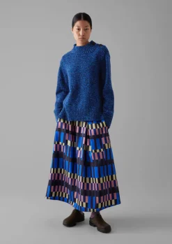 Button Shoulder Marled Donegal Wool Sweater