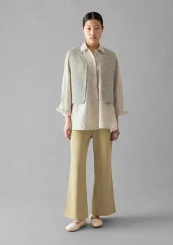 Cotton Canvas Kick Flare Trousers