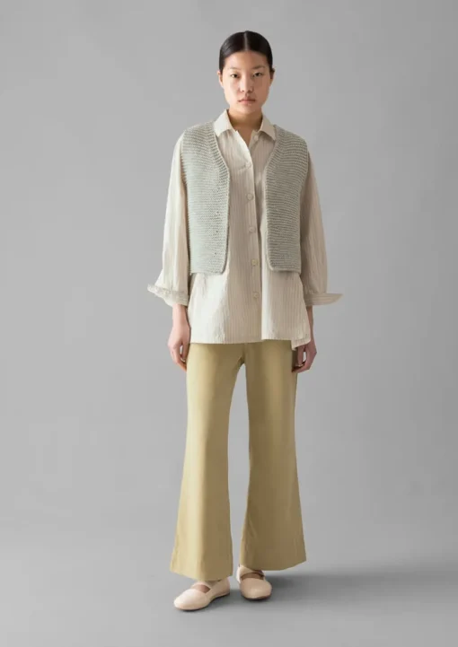 Cotton Canvas Kick Flare Trousers