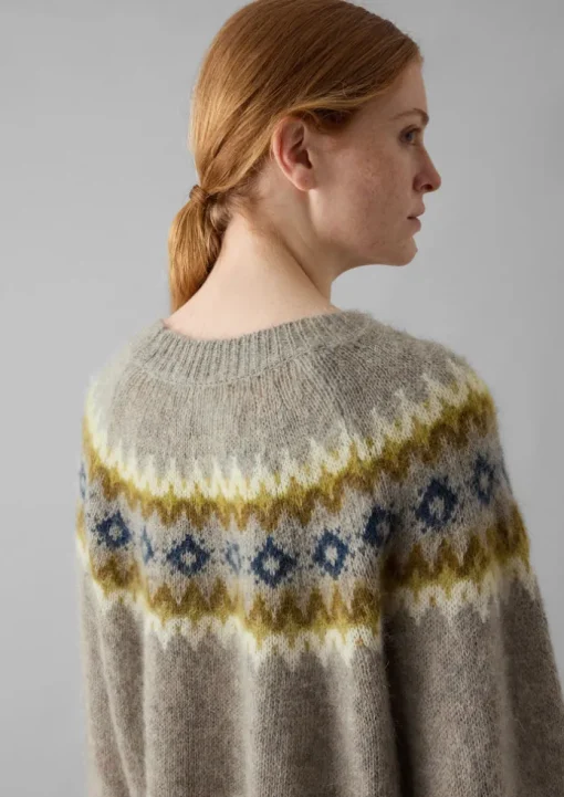Fair Isle Yoke Mohair Blend Easy Sweater