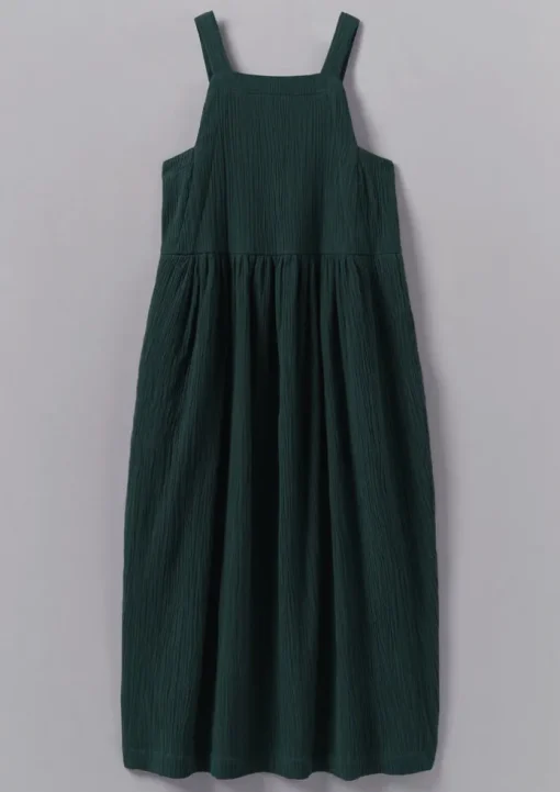 Gathered Waist Crinkled Cotton Dress