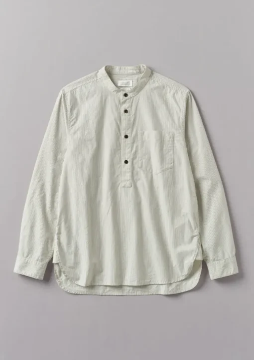 Grandad Collar Stripe Pullover Shirt