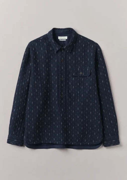 Indigo Running Stitch Overshirt