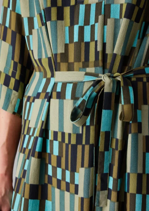 Irregular Check Print Tie Front Dress
