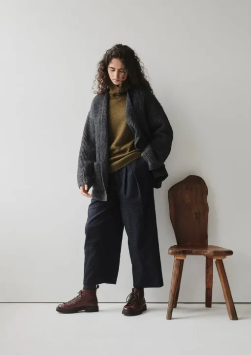 Ribbed Wool Knitted Cardigan