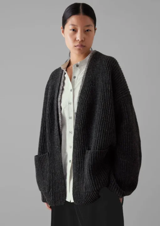 Ribbed Wool Knitted Cardigan