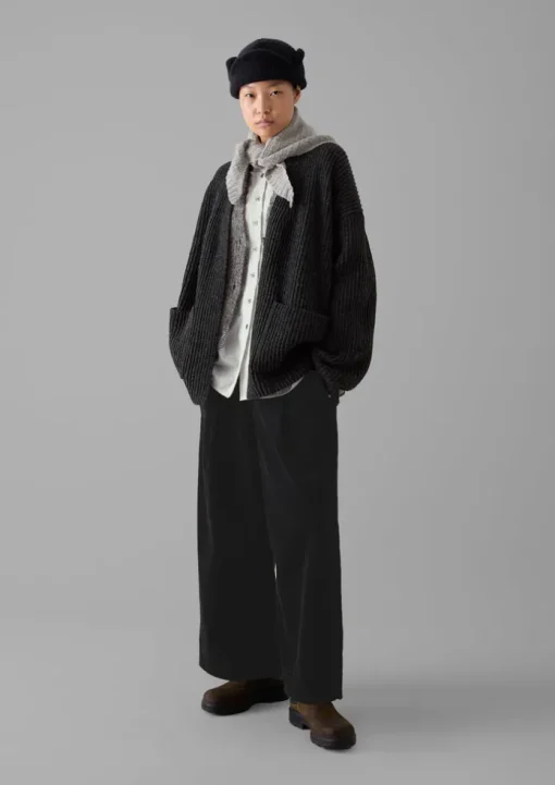 Ribbed Wool Knitted Cardigan