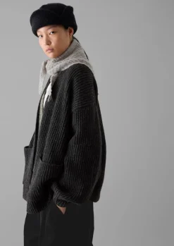 Ribbed Wool Knitted Cardigan