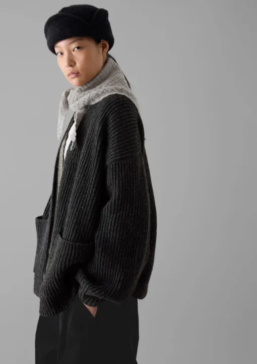 Ribbed Wool Knitted Cardigan