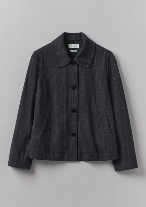 Seersucker Check Round Collar Jacket