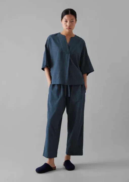 Sketched Check Cotton Pyjama Top