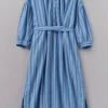Stripe Poplin Gathered Dress