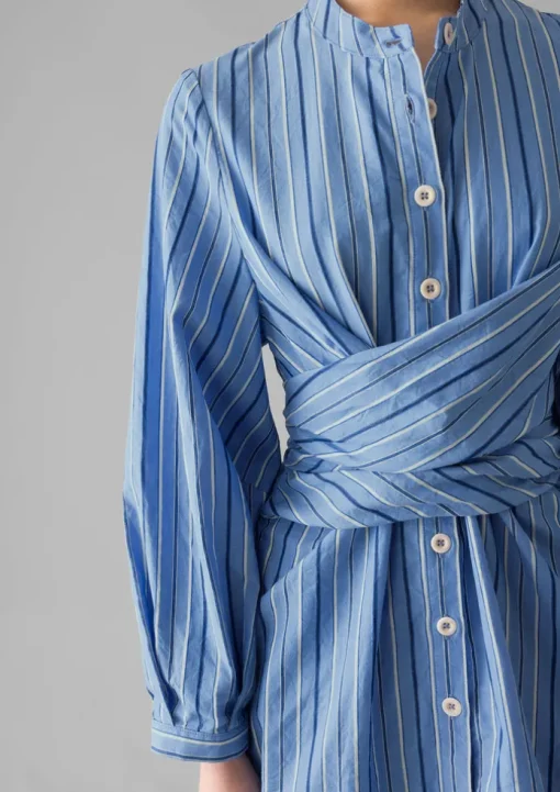 Stripe Poplin Wrap Front Shirt