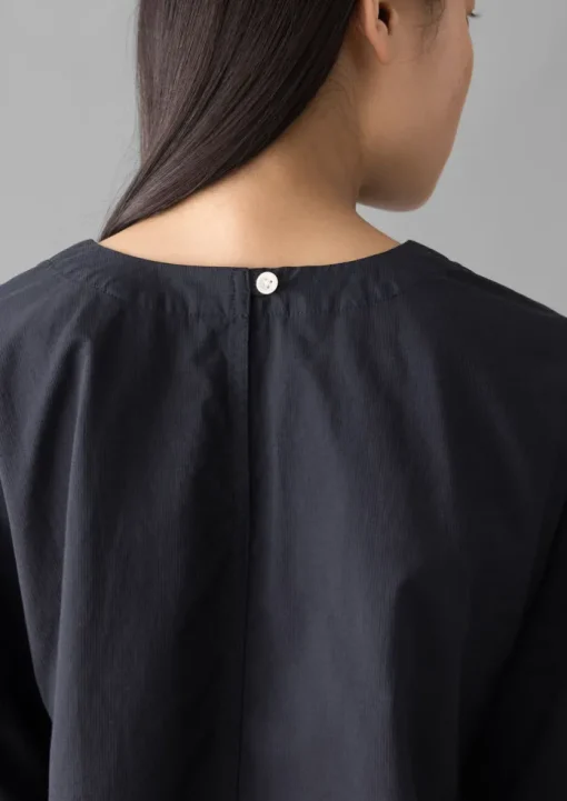 Textured Cotton Poplin V-Neck Top