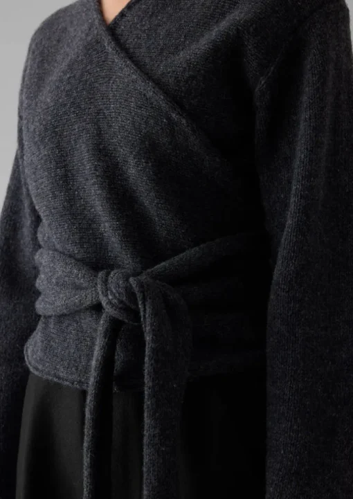 V-Neck Wool Wrap Cardigan