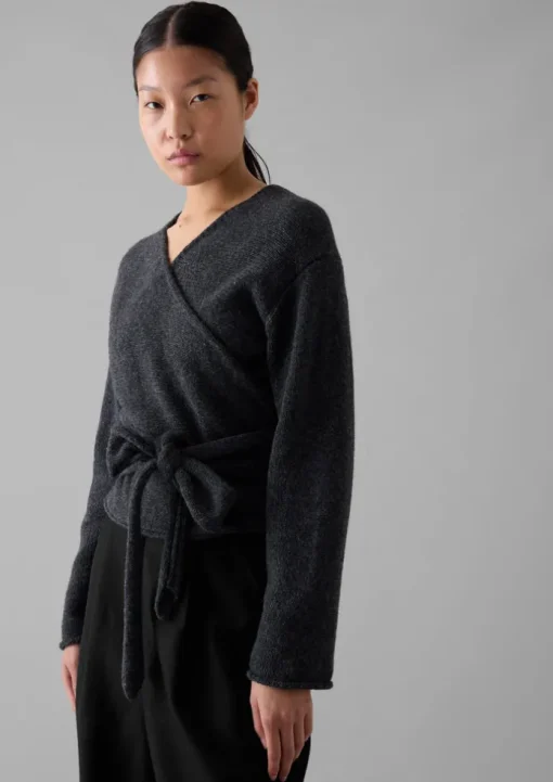 V-Neck Wool Wrap Cardigan