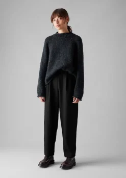 Wool Flannel Pleat Front Trousers