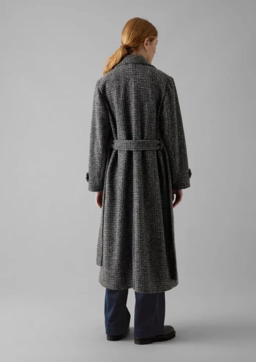 Wool Herringbone Belted Coat