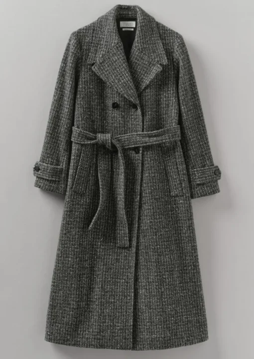 Wool Herringbone Belted Coat